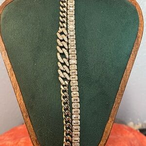 Fantastic Silver Cuban Link Iced Bracelet and Dazzling AAA CZ Bracelet